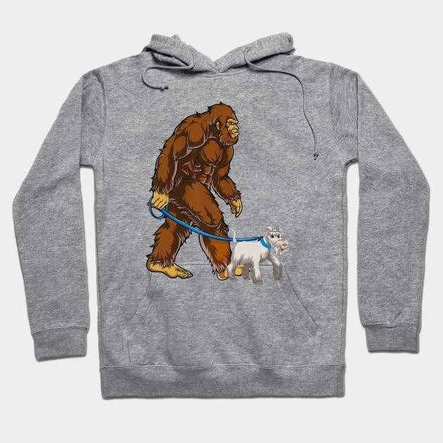 Funny Bigfoot Sasquatch Walking Schnauzer Hoodie by JameMalbie